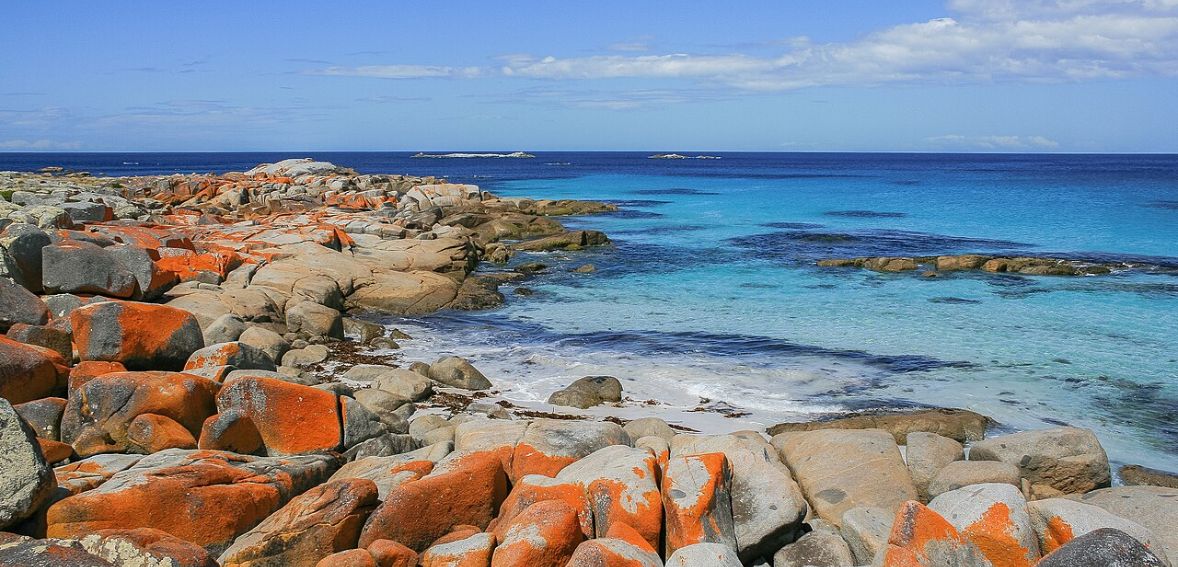 Bay of Fires Tasmania orange boulders
